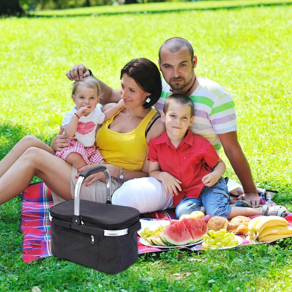 Insulated Picnic Basket Insulated Shopping Basket With Lid Waterproof Foldable Cooler Basket outdoor camping basket