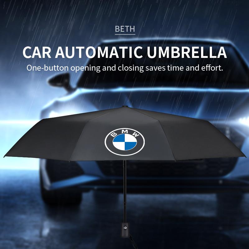 Portable Folding Automatic Umbrella Rain Car Large Business 3Folding Umbrellas For BMW M E60 E63 E64 E90 E91 E92 E93 X1 X3 X5 X6 nero