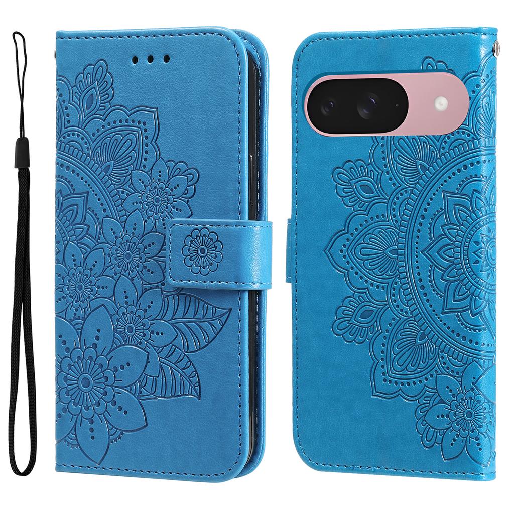 Für Google Pixel 9a Hülle Blumenmuster PU Leder Brieftasche Ständer Handyhülle
