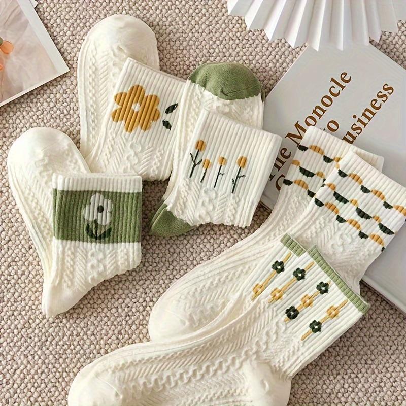 5-Pack Floral Women's Mid-Calf Socks