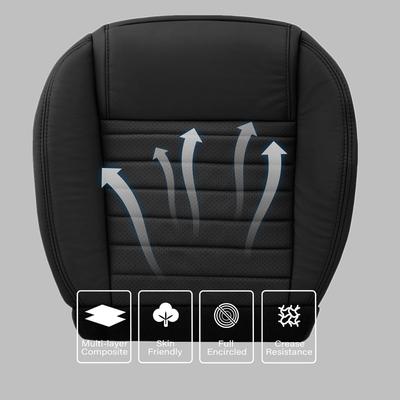 Vorderer Fahrerseite Unten Perforiert Atmungsaktiv Ersatz Leder Sitzbezug Schwarz #GW oder KW Kompatibel mit Ford Mustang GT V6 2005 2006 2007 2008