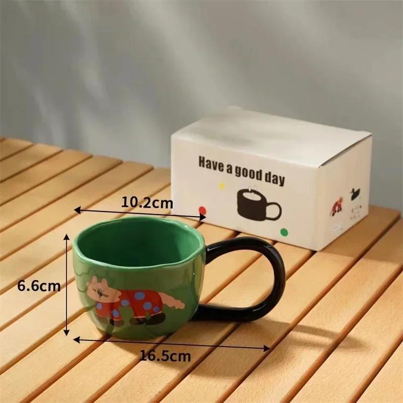 

Мультяшная керамическая кружка, симпатичные домашние кружки для завтрака, сжатые вручную, нестандартные офисные кофейные чашки в стиле Ins, парные чашки для воды, посуда для напитков 300ml