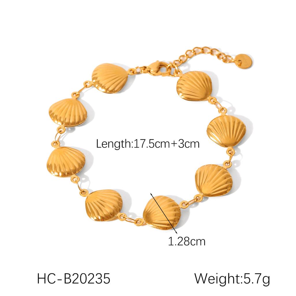 Titanium Steel Bracelet with Zirconia Butterfly Shell Waterdrop Flower Charms Pig Nose Clasp Design