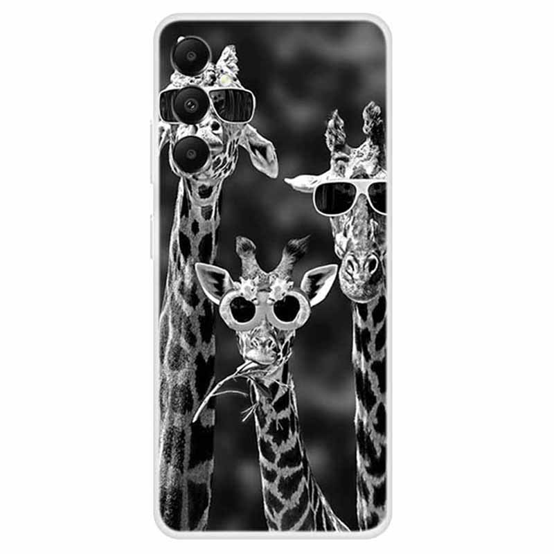 

For Samsung Galaxy A05s 4G Back Case Drop-proof TPU Cell Phone Cover with Pattern Printing Sunglasses Giraffes