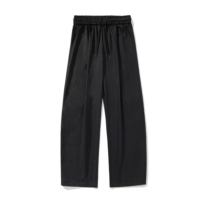 Men S Pleated Loose Straight Leg Casual Trousers Drawstring Waist Retro Pants