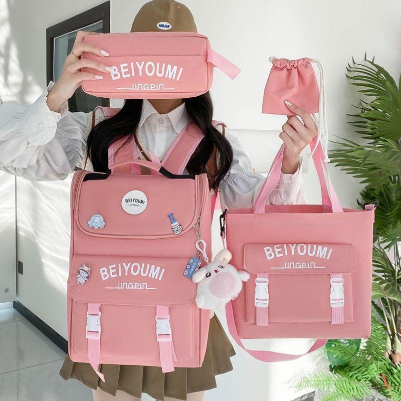 4 Pcs Backpack for Boys Girls Children Lovely Schoolbag Kindergarten Schoolbag Kids Gift Pencil Case Large Capacity Handbag