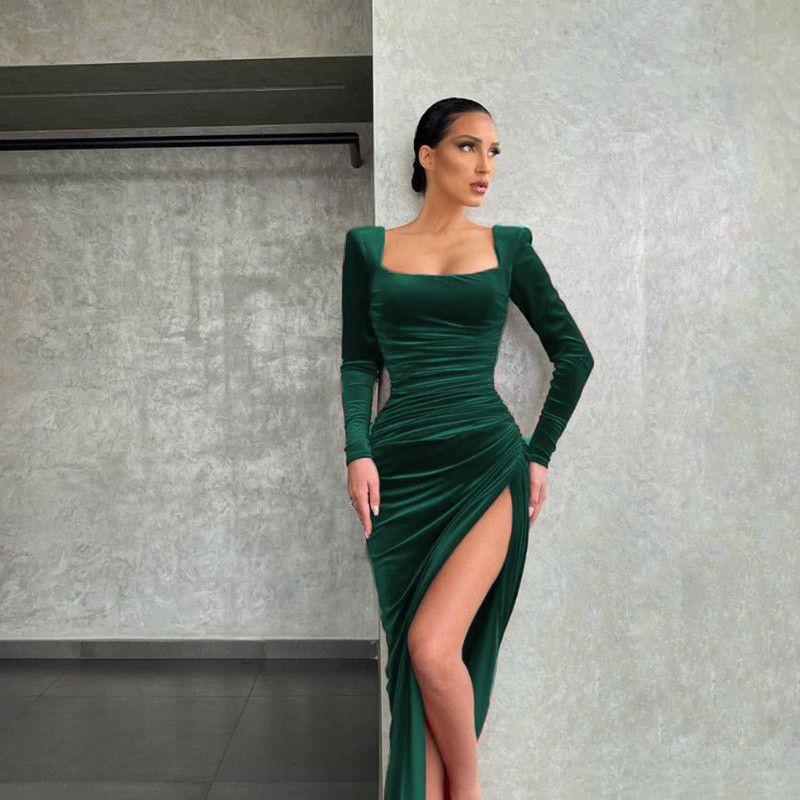 Women's Formal Dresses Sexy Dinner Party Ladies Split Skirt Female