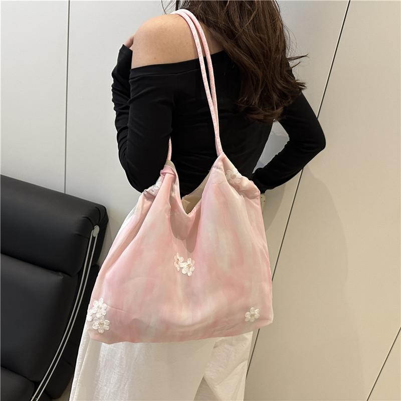Elegant Flower Handbag Shoulder Bag High Capacity  Delicate Bag Versatile Trend Women Commuter Armpit Bag Fresh Style