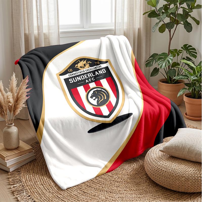 Sunderland Football Print Flannel Blanket, Soft Warm Lightweight Throw Blanket for Sofa Bed Camping