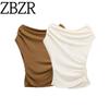 Zbzr Summer New Women Clothes Western Style Versitile Fashion Asymmetric Sloping Shoulder Waist Hugging Top 87075751