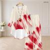 Women Plus Size Dark Blue Starry Printed Round Neck Long Sleeve High Low Top Wide Leg Pants Two Piece Set