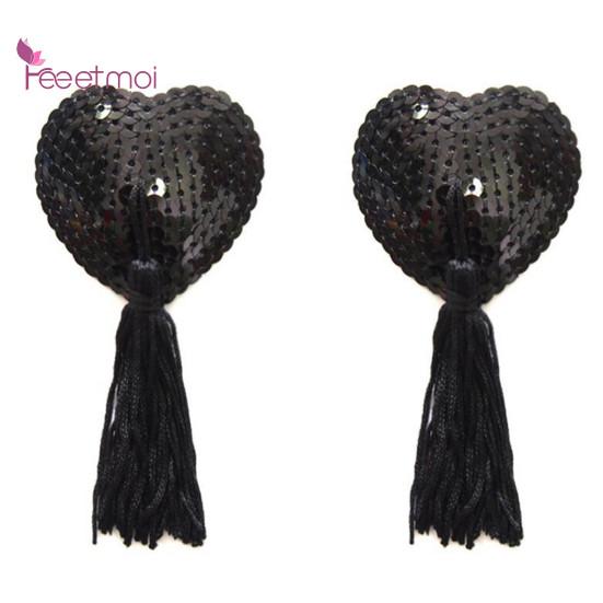 Covers Sequins Shiny Heart Self-Adhesive Invisible Shape Nippleless Stickers Tassels Chest Pads