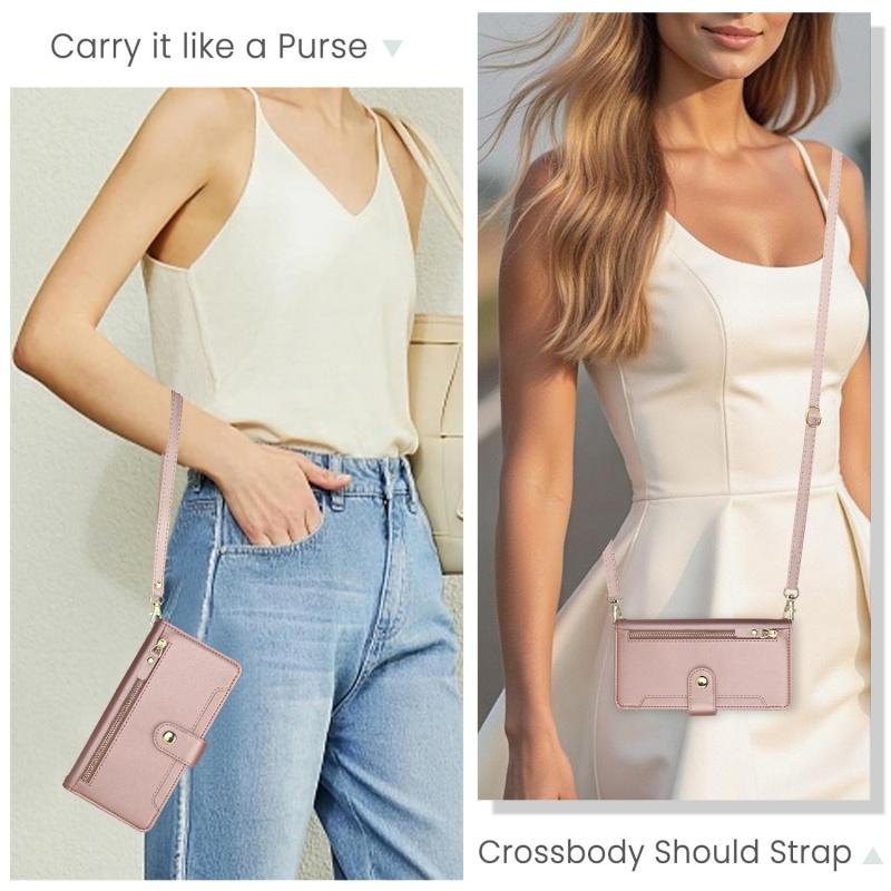Crossbody Lanyard Leather Zip Wallet Multi Card Phone Case for Samsung Galaxy S25 Edge S24 Ultra S23 Plus S22 S21 FE Flip Cover