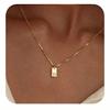 Exclusive 18K Gold Vacuum-Plated Stainless Steel Engraved Square Pendant Necklace with Alphabet Letters