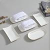 SIFAR Gold Rim Ceramic Rectangular Towel Tray