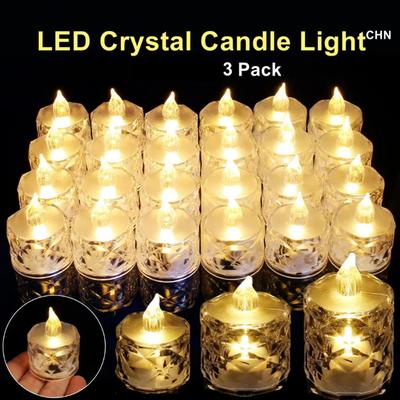 3er-Pack LED Kristall Kerzenlicht Flammenloses Kerzenlicht Elektronisches Nachtlicht Dating Party Feiertag Zuhause Hochzeitsdekoration