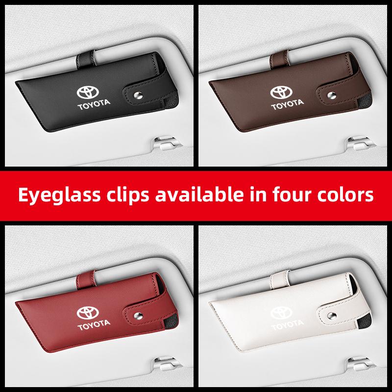 Car Sunglasses Case Sun Visor Glasses Storage Bag Clip Keyring For Toyota 86 Corolla Yaris Aygo CHR Camry Prius RAV4 Prado Hilux