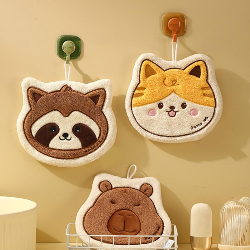 Animal Themed Kids Hand Towels Soft Absorbent Polyester Quick Drying for Kitchen and Bathroom