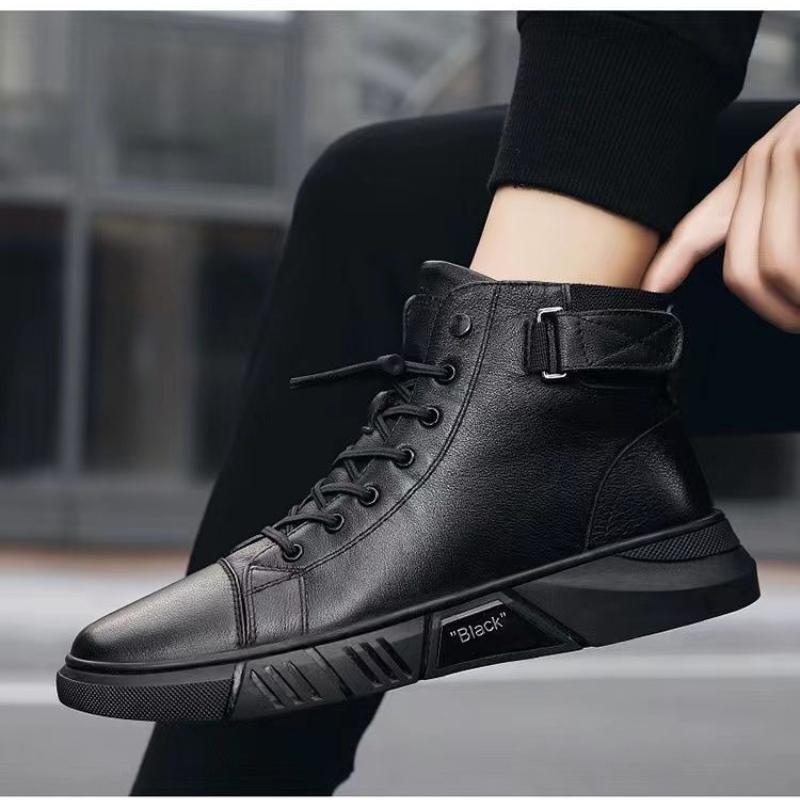 

Fashion Men s Lightweight High Top Boots Slip-Resistant Soft Sole Comfort Casual Shoes for Autumn Daily Walking Motorcycle Rider Boots 44 чёрный