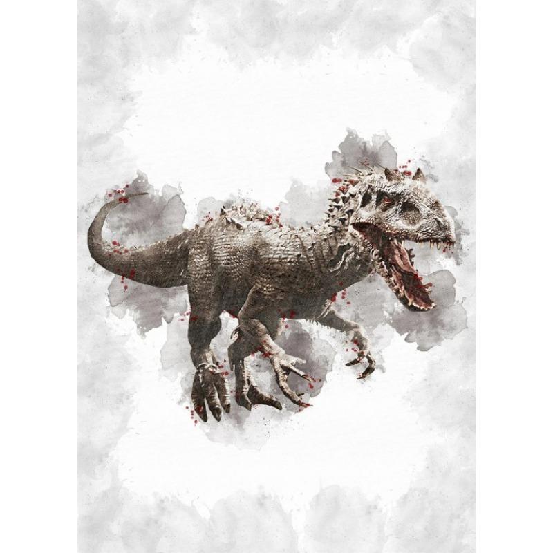 Dinosaur Art Print Velociraptor Poster Raptor T-REX Triceratops Indominus Rex Print Canvas Painting Watercolors Dinosaur Decor