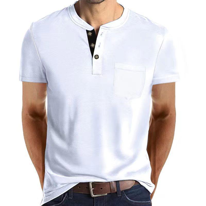 New Summer Top: Men's Short-Sleeved Button-Pocket Oversized Polo Shirt