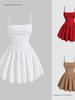 New Summer Fashion Evening Gown: Sexy Solid Color Pleated Dress with Back Zipper & Spaghetti Straps