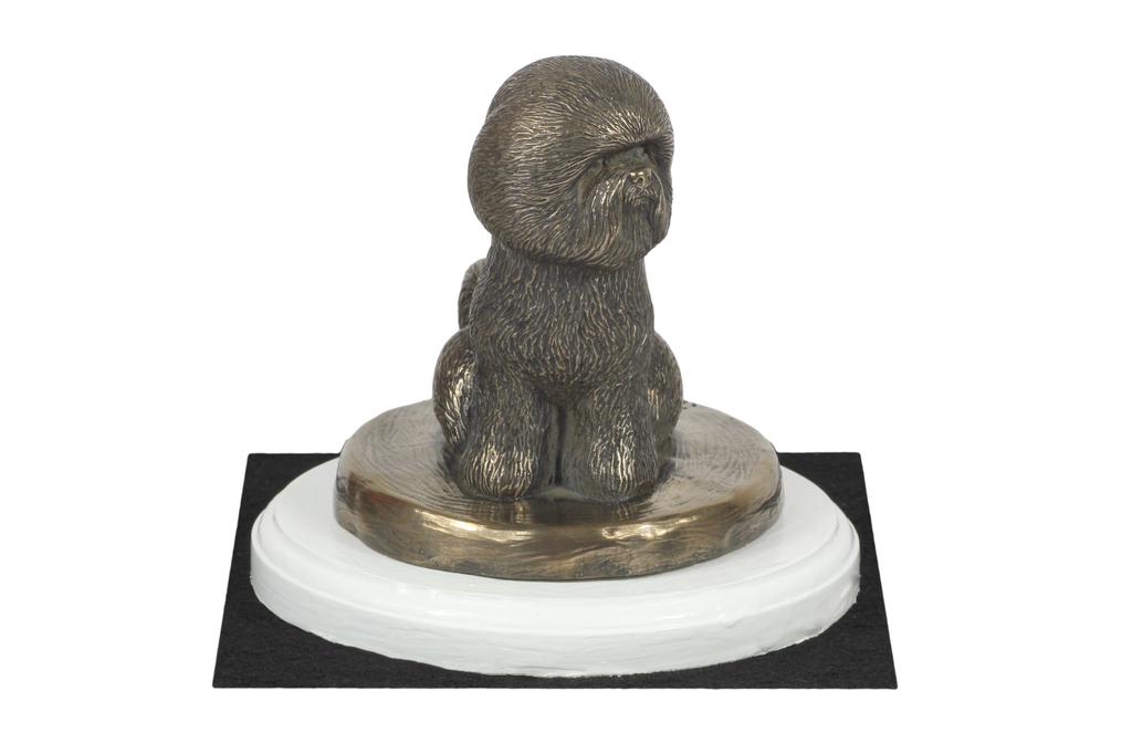 Bichon Frise, Bichon Tenerife, Bichon a poil frise - dog figurine, figure on a white base, trophy for Art-Dog dog show exhibition