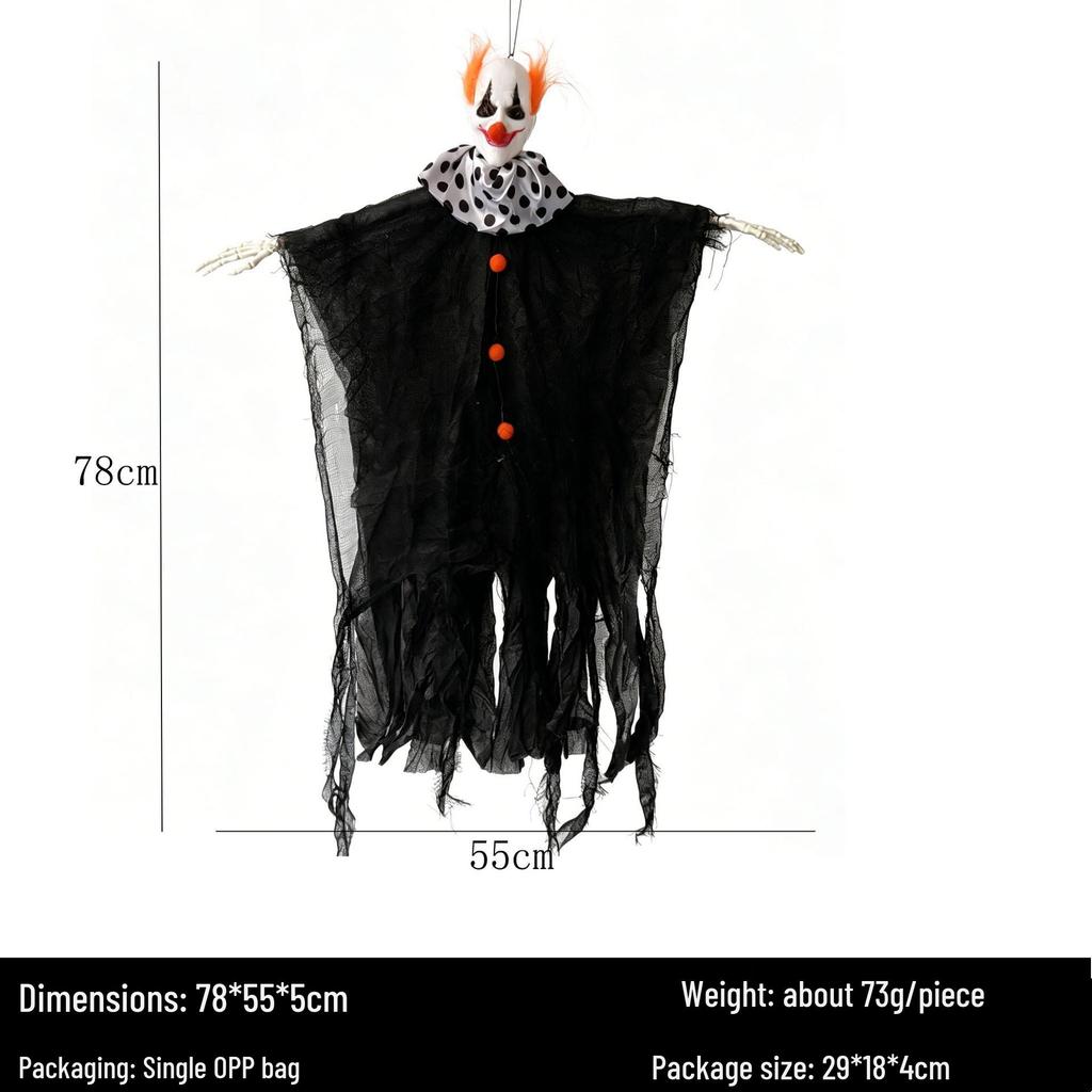 Halloween Clown Ghost Hanging Decoration with Green Hair - Perfect for Escape Rooms and Haunted Houses, Available in Multiple Colors