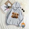 Women's eye-covering teddy bear print hooded sweater autumn and winter velvet loose oversize women's hoodie
