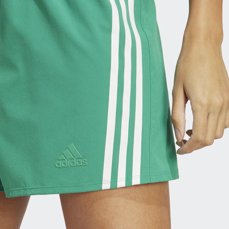 Adidas Logo Print Three Stripe Shorts Women Bottoms Green HS2363