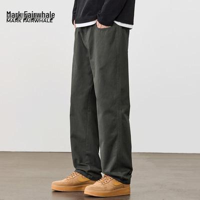 Mark Hua Fei Men's Solid Casual Straight-Leg Trousers