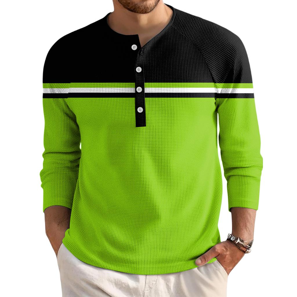 Men's Loose Casual Button Down Collar Long Sleeve Top