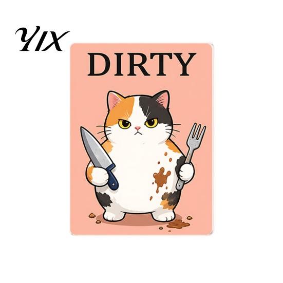 Easy Flip Dishwasher Indicator Clean Dirty Magnet, Acrylic Cartoon Animal Sign, Status Reminder Double-Sided & Magnet for Kitchen Decoration