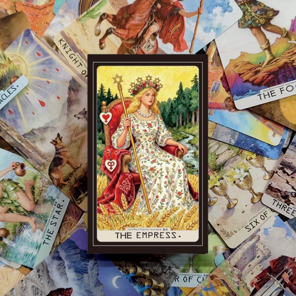 Tarot: Exquisite Painterly Illustration Deck - 78 Pcs Art Divination Cards 10.3*6cm - Tarot Gift Set for Witches