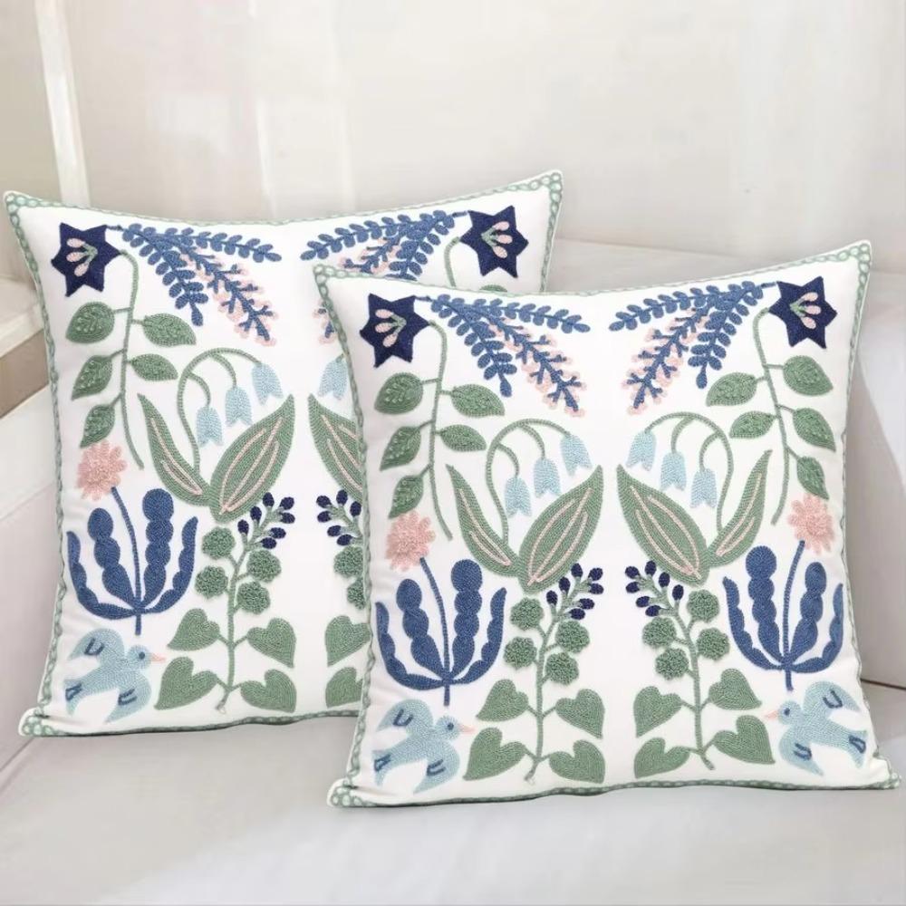 Skin-friendly Throw Pillow Cover Square Sofa Pillowcase Floral Swallow Cushion Cover  Office