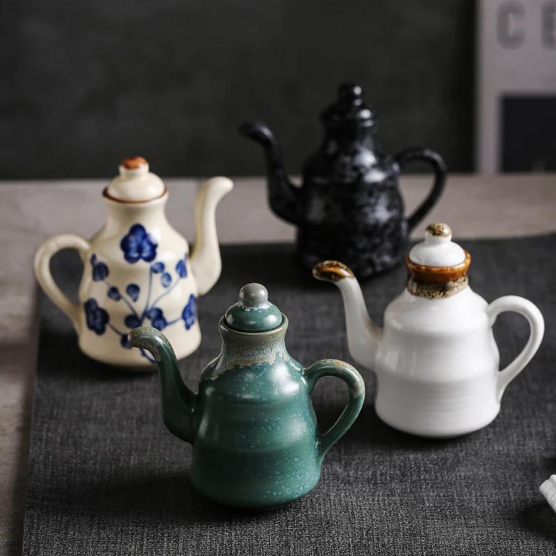 150ml Ceramic Olive Oil Seasoning Bottle Vinegar Soy Sauce Ceramic Spice Jar Cruets Soy Sauce tableware For Hotel and Restaurant