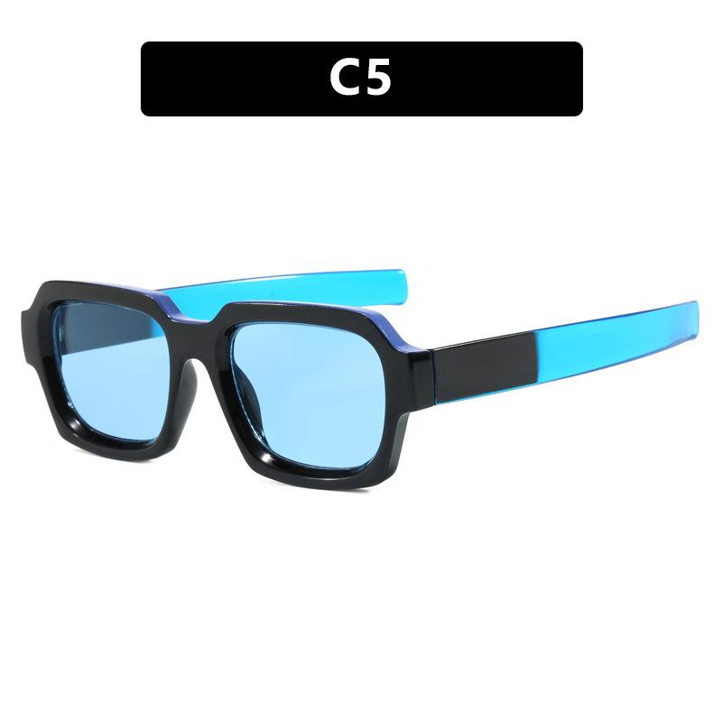 Ins Popular Fashion Square Double Color Punk Men Sunglasses Vintage Brand Designer Blue Orange Eyewear Women Shades UV400