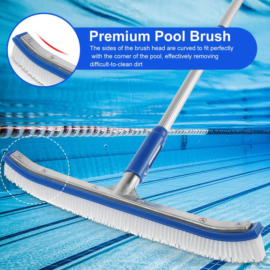 3Pcs Swimming Pool Brush Set Lightweight Aluminum Handle Pool Brush Bathroom Sponge Cleaning Brush Floor Ceramic Tile Clean Tool