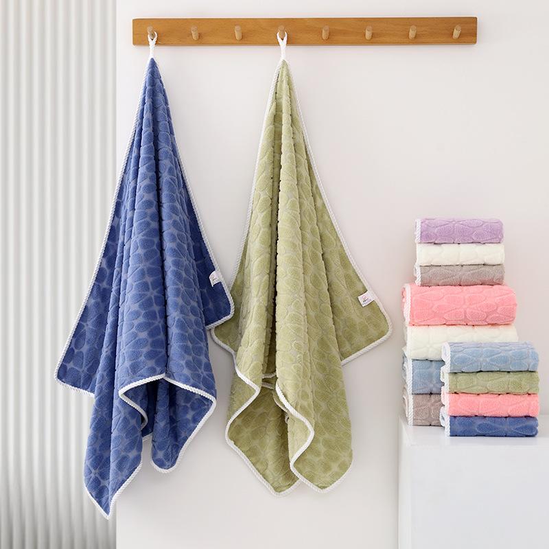 

Coral fleece jacquard cloud grid towel bath towel set adult household face towel thickened water absorption 35*75
