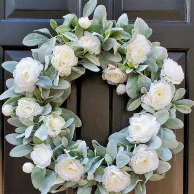 Lämmer Ohr Kranz Künstliche Hause Hochzeit Garten Decor Grün Kranz Frühling Sommer Front Tür Kranz