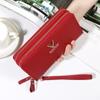 New Fashionable Double-layer Double-zipper Wallet Soft Leather Lychee Pattern Clutch Bag Niche Women's Long Mobile Phone Bag
