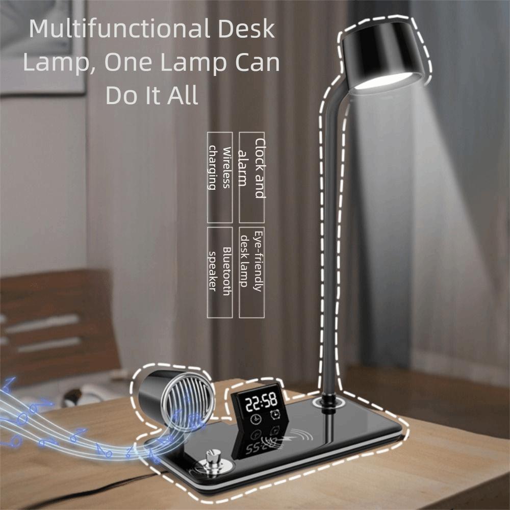 USB Port LED Table Lamp Stand Clock Multifunction LED Desk Lamp Night Lighting Wireless Charger Wireless Charger Pad Night Use