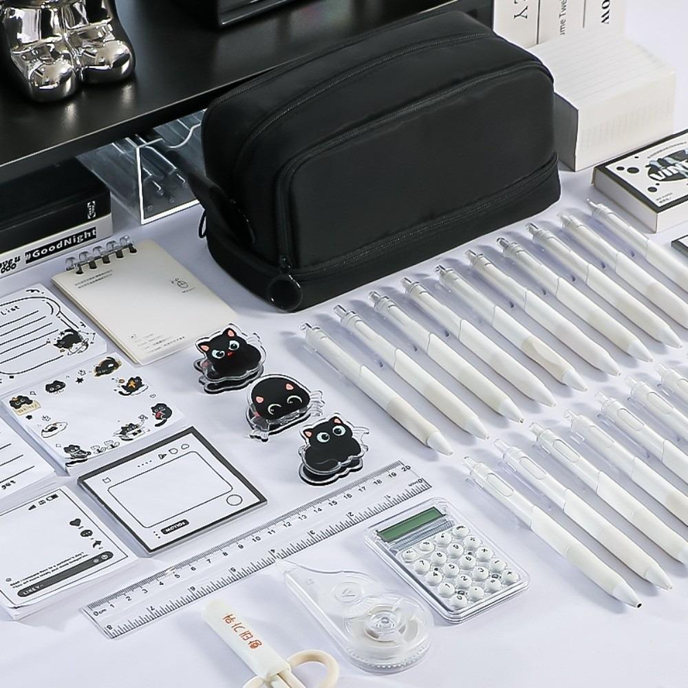 Large-Capacity Dual-side Open Pen Bag Minimalist Portable Handle Storage Pouch  Student