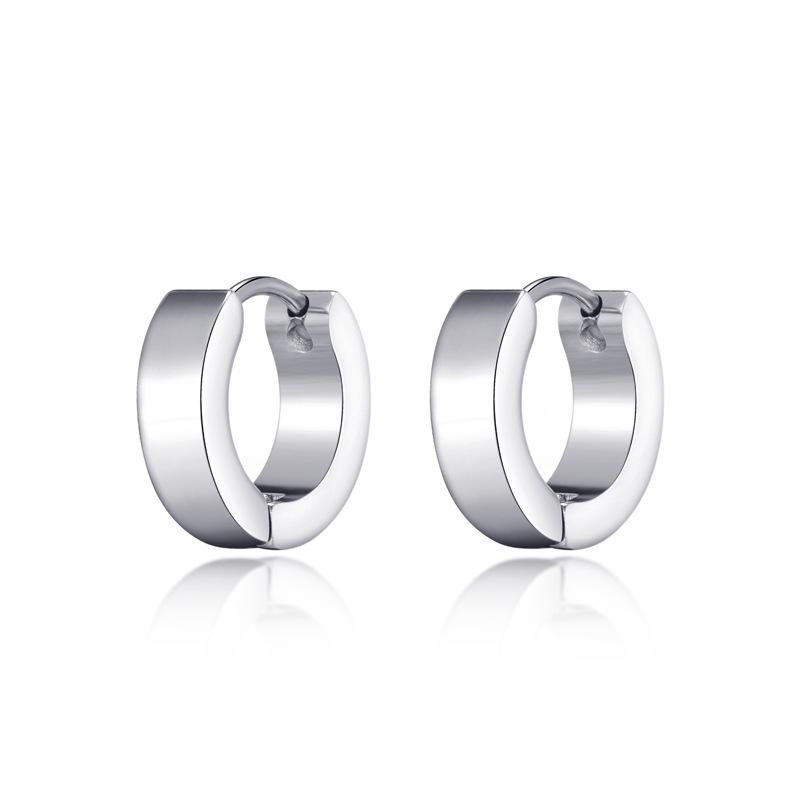 Rose Gold Waterproof Stainless Steel Hoop Earrings - Non-fading Wide C-shaped Ear Clips for Men and Women.