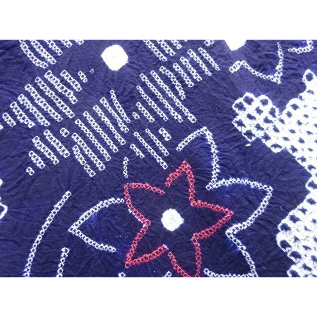 Used [A-rank beautiful item] Arimatsu Narumi genuine shibori flower pattern kimono | Deep blue with running water pattern | Traditional craft shibori