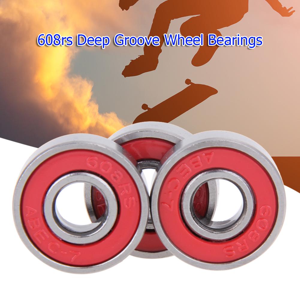 10pcs 608rs Wheel Bearings High Hardness Roller Skate Wheel Bearing Steel Sliding Bearing Deep Groove for Skateboard Scooter Car