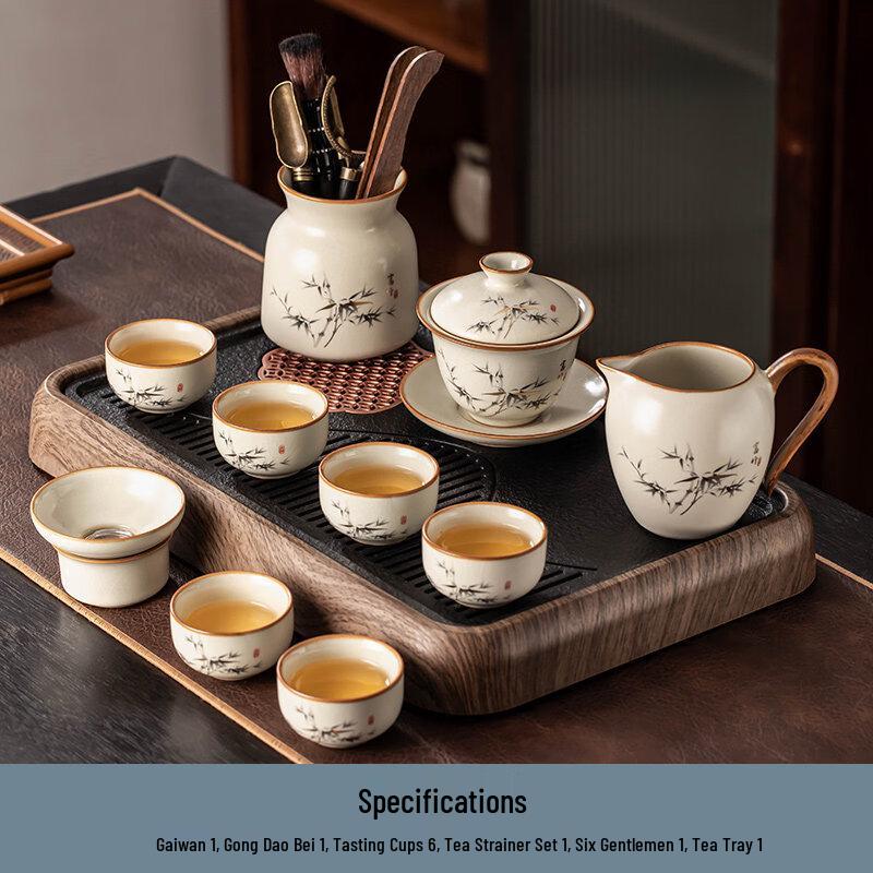 Ru Kiln Ceramic Gaiwan 10-Piece Tea Set