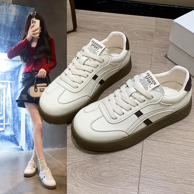 First layer cowhide~ genuine leather children's autumn new versatile little white shoes casual sports board shoes