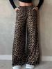 Leopard Print Elastic Waist Casual Loose Straight Pants for Spring and Autumn