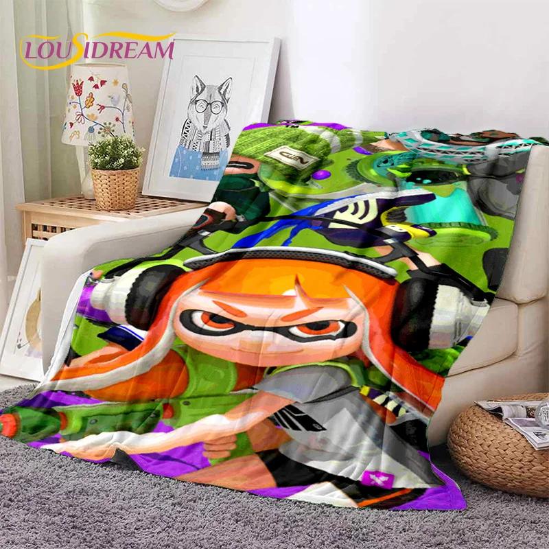 Splatoon3 PC Gamer Cartoon Game Soft Flannel Blanket for Beds Bedroom Sofa Picnic,Throw Blanket for Cover Outdoors Leisure Gift